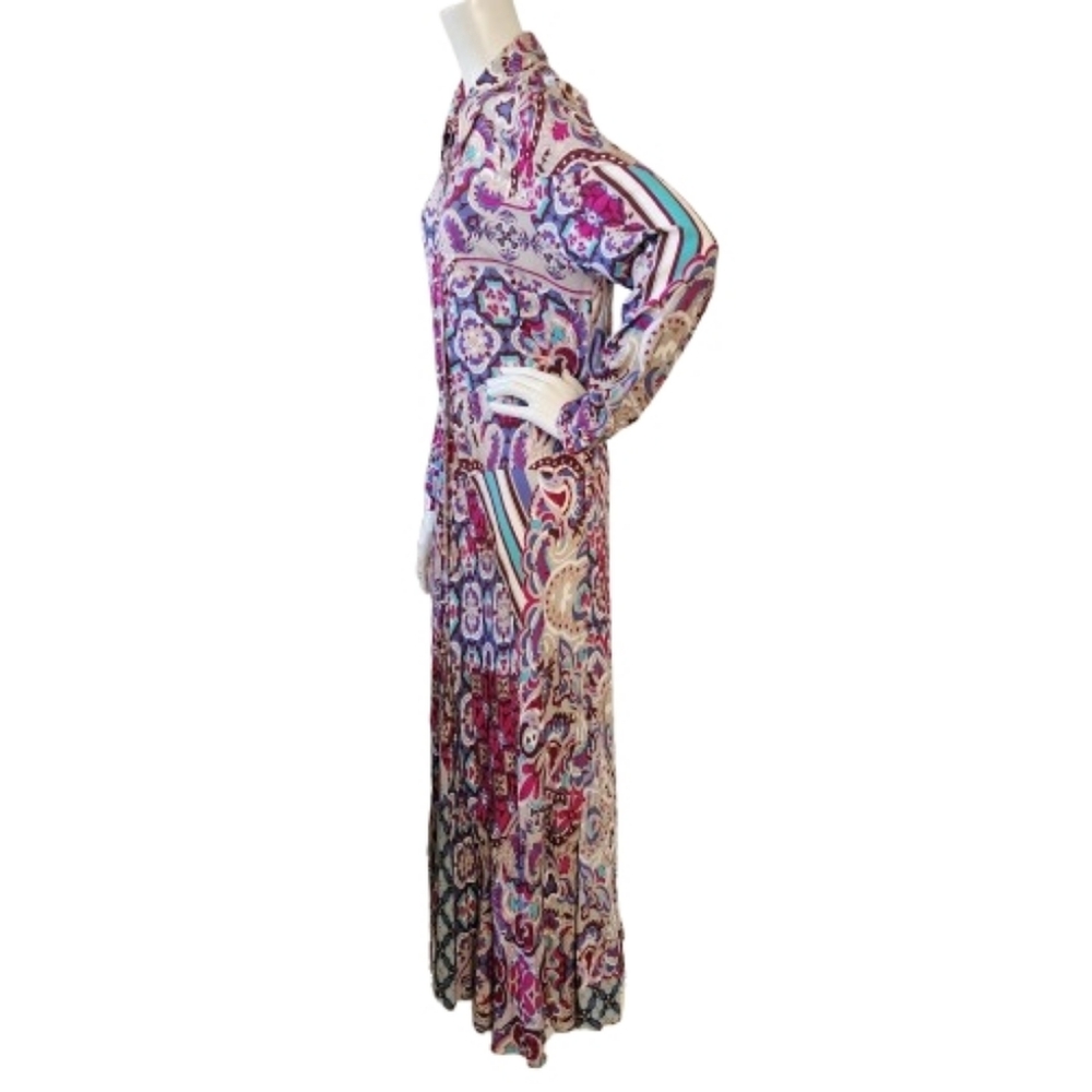 Soft Surroundings Maxi Dress Women's M Palermo Soho Long Sleeve Multi-Color Boho - Picture 4 of 10